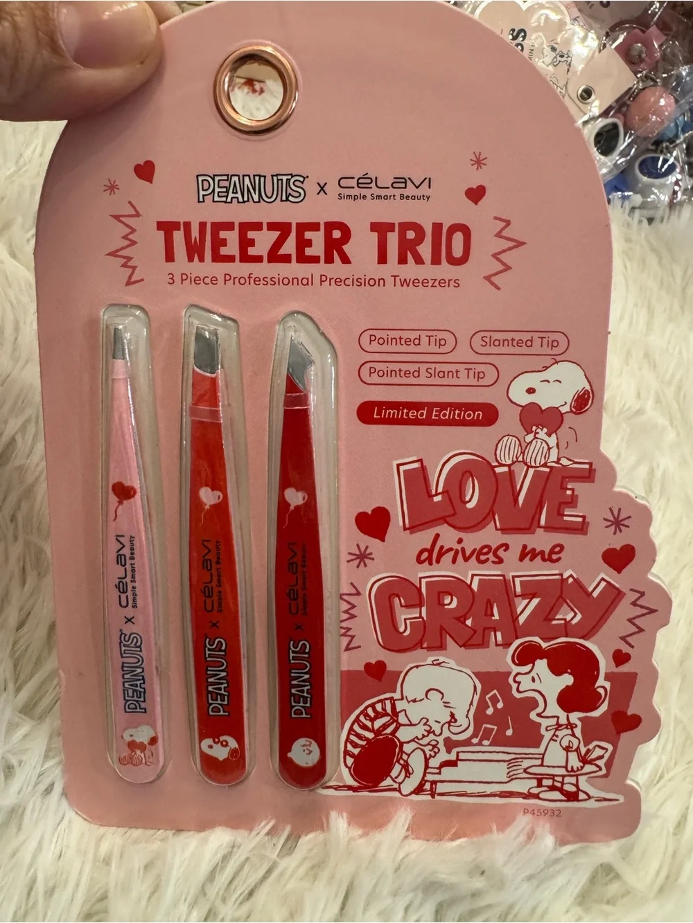 Peanuts x Célavi Tweezer Trio - love drives me crazy Pink & Red limited edition